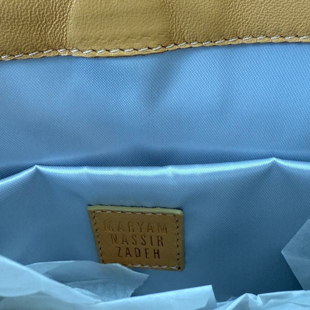 Maryam Nassir Zadeh Script Purse Unisex Bag Yellow Leather Designer Rare NEW - Picture 5 of 7